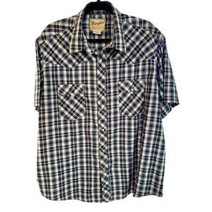 Wrangler Western Shirt Men's 2XL Pearl Snap Short Sleeve Lightweight Chest 56”